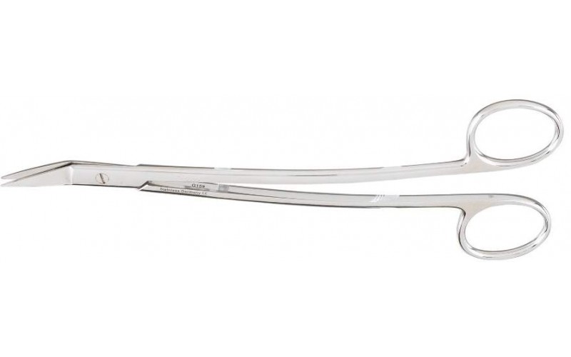 5-264 DEAN Dissecting Scissors, 6-3/4" (170mm), Angled On Flat, One Serrated Blade.