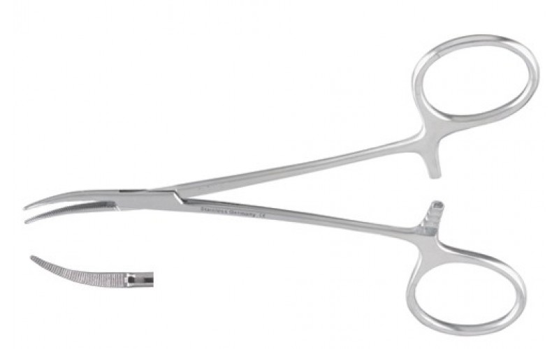 7-10 DANDY Forceps, 5-1/2", curved sideways.