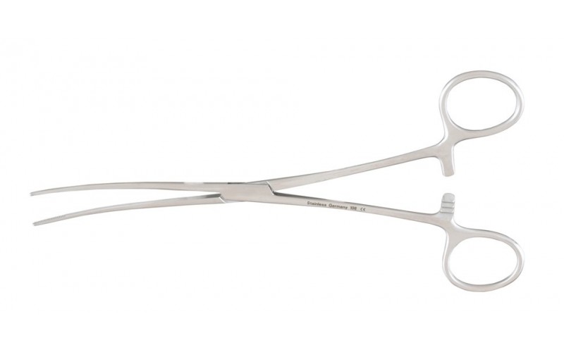 7-236  BAINBRIDGE Forceps, 7-1/4" ( 18.4 cm), curved, longitudinal serrations, cross tip serrations.