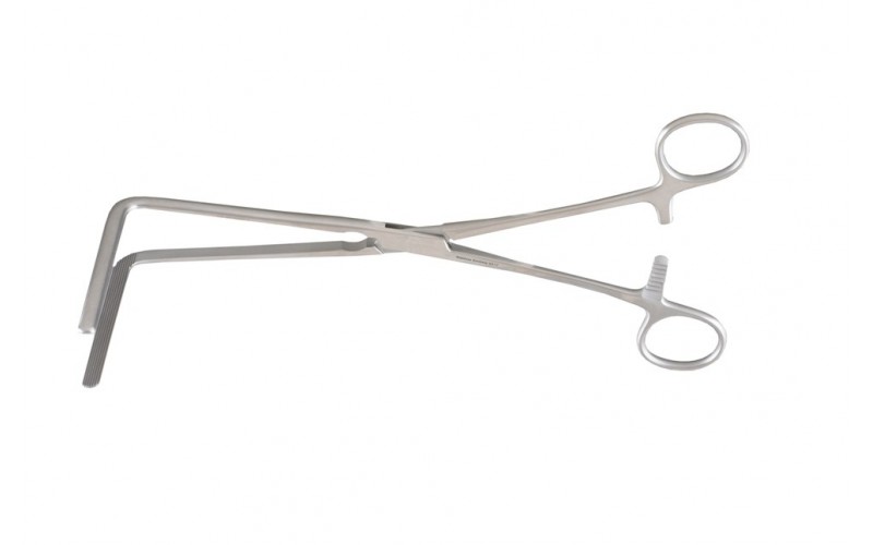 16-174  FEHLAND Intestinal Clamp, 9-3/4" (24.8 cm), right angle with 3-1/4" (8.3 cm) long jaws.