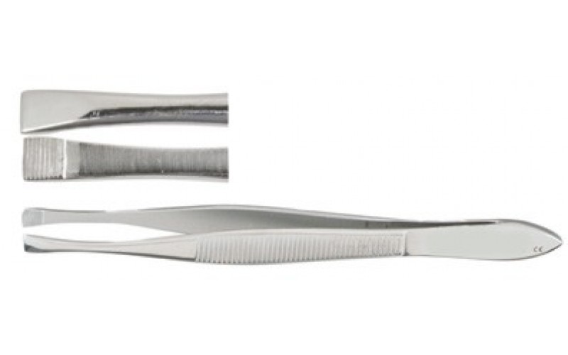 18-1100 LITTAUER Cilia Forceps 3-1/2", 4 mm fine horizontal serrations.