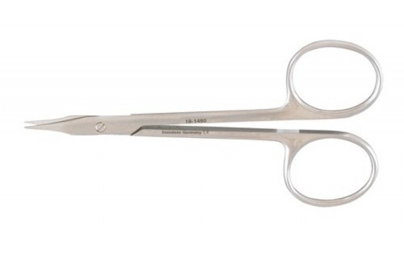 18-1474 STEVENS Tenotomy Scissors, 4-1/2" (11.4 cm), curved, short blades, sharp points.