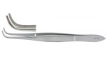18-784  Eye Dressing Forceps, 4" (10.2 cm), full curved, 0.8 mm serrated tips