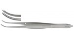 18-788  Iris Tissue Forceps, 4"  1 X 2 teeth, half curved, 0.8 mm