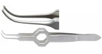 18-798  FOERSTER Iris Tissue Forceps, 3-3/4" (9.5 cm), octagonal grip, full curved, 1 X 2 teeth, 0.5 mm