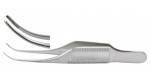 18-825 (Chandler) Iris Forceps, 3",fine cross serrated tips, 0.6 mm wide.