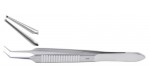 18-838 MCPHERSON Micro Corneal Suturing Forceps, 3-1/2" angled, 1 X 2 teeth., 0.2 mm