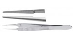 18-948 MCPHERSON Micro Iris Suturing Forceps, 3-1/2",straight, smooth platform 0.3 mm X 5 mm.