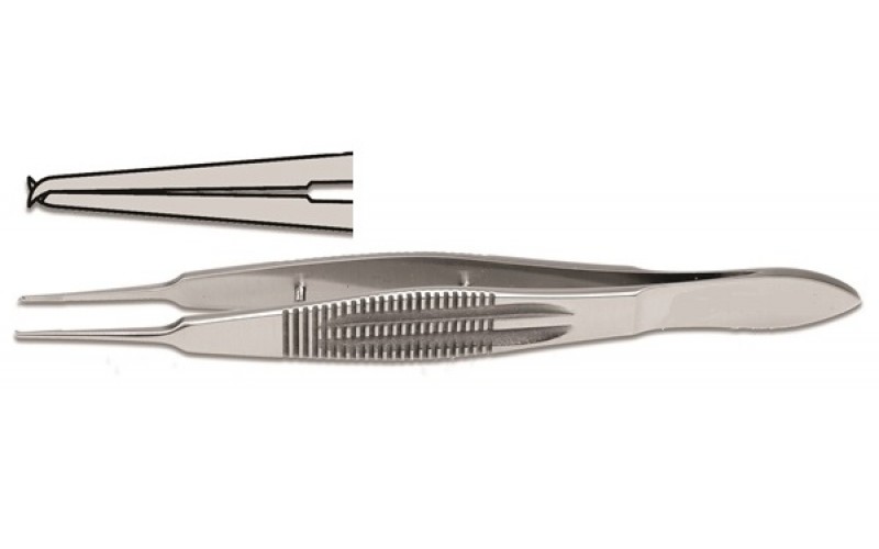 18-951  CASTROVIEJO Suturing Forceps, 4" (10.2 cm), 1 X 2 teeth 0.3 mm, tying platform.