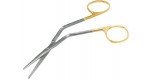21-604TC  FOMON Dorsal Scissors, 5-1/2", angular, TC blades, one blade serrated, Carb-N-Sert.